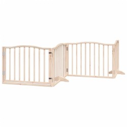 Barrière pour chiens avec porte 4 panneaux bois de peuplier 561415561415