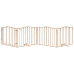 Barrière pour chiens avec porte 4 panneaux bois de peuplier 561415561415