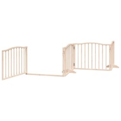 Barrière pour chiens avec porte 4 panneaux bois de peuplier 561415561415