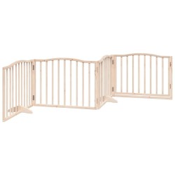 Barrière pour chiens avec porte 4 panneaux bois de peuplier 561415561415