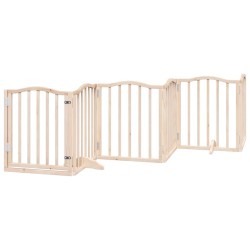 Barrière pour chiens avec porte 6 panneaux bois de peuplier 561418561418