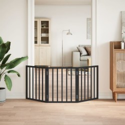 Barrière pour chien pliable 3 panneaux noir bois de peuplier 561429561429