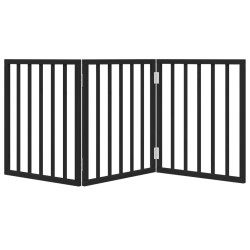 Barrière pour chien pliable 3 panneaux noir bois de peuplier 561429561429