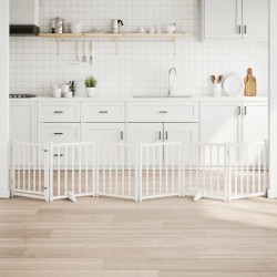 Barrière pour chiens avec porte 6 panneaux bois de sapin massif 561430561430