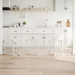 Barrière pour chiens et porte 6 panneaux blanc bois de peuplier 561434561434