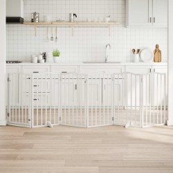 Barrière pour chiens et porte 6 panneaux blanc bois de peuplier 561437561437