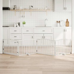 Barrière pour chiens et porte 4 panneaux blanc bois de peuplier 561438561438