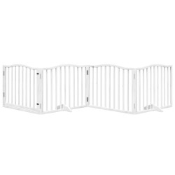 Barrière pour chiens et porte 4 panneaux blanc bois de peuplier 561438561438