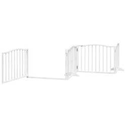 Barrière pour chiens et porte 4 panneaux blanc bois de peuplier 561438561438