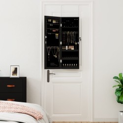 Armoire à bijoux avec miroir et éclairage LED mural noir 561449561449