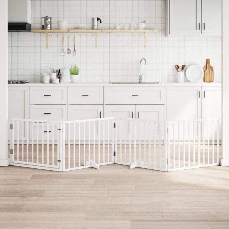 Barrière pour chiens et porte 4 panneaux blanc bois de peuplier 561468561468