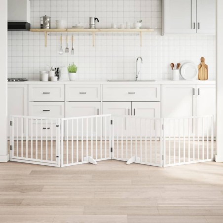 Barrière pour chiens et porte 4 panneaux blanc bois de peuplier 561468561468