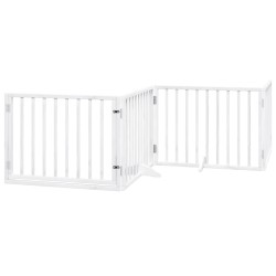 Barrière pour chiens et porte 4 panneaux blanc bois de peuplier 561468561468
