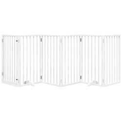 Porte pour chien pliable à 6 panneaux, blanche, 300 cm, bois de peuplier 561469561469