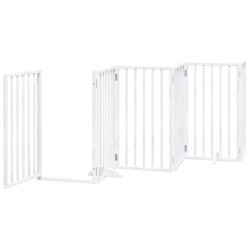 Porte pour chien pliable à 6 panneaux, blanche, 300 cm, bois de peuplier 561469561469