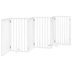 Porte pour chien pliable à 6 panneaux, blanche, 300 cm, bois de peuplier 561469561469