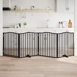 Barrière pour chiens et porte 4 panneaux noir bois de peuplier 561471561471