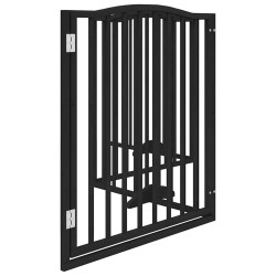 Barrière pour chiens et porte 4 panneaux noir bois de peuplier 561471561471