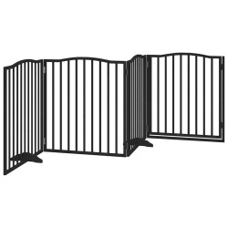 Barrière pour chiens et porte 4 panneaux noir bois de peuplier 561471561471