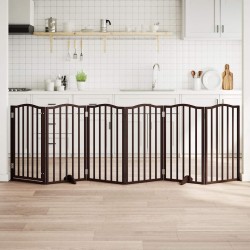 Barrière pour chiens avec porte 6 panneaux bois de peuplier 561474561474