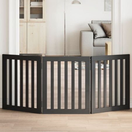 Barrière pour chien pliable 3 panneaux noir bois de peuplier 561478561478