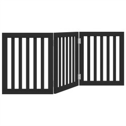 Barrière pour chien pliable 3 panneaux noir bois de peuplier 561478561478