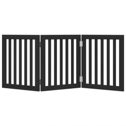 Barrière pour chien pliable 3 panneaux noir bois de peuplier 561478561478