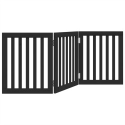 Barrière pour chien pliable 3 panneaux noir bois de peuplier 561478561478