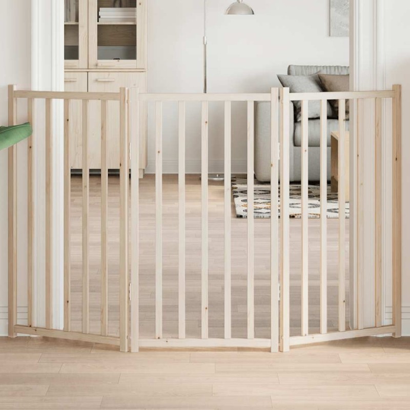 Barrière pour chien pliable à 3 panneaux 150 cm Bois massif Sapin 561479561479