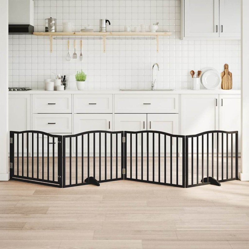 Porte pour chien pliable à 4 panneaux, noire, 320 cm, bois de peuplier 561483561483