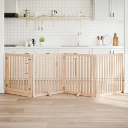 Barrière pour chiens avec porte 4 panneaux bois de peuplier 561492561492