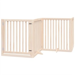 Barrière pour chiens avec porte 4 panneaux bois de peuplier 561492561492