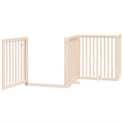 Barrière pour chiens avec porte 4 panneaux bois de peuplier 561492561492