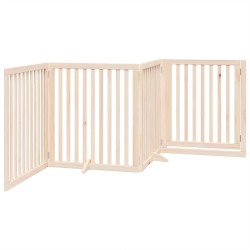 Barrière pour chiens avec porte 4 panneaux bois de peuplier 561492561492
