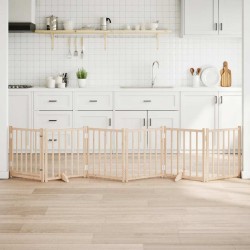 Barrière pour chiens avec porte 6 panneaux bois de sapin massif 561497561497