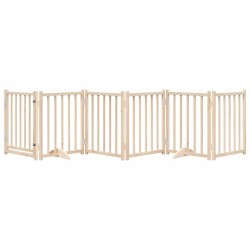 Barrière pour chiens avec porte 6 panneaux bois de sapin massif 561497561497