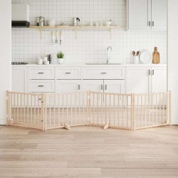 Barrière pour chiens avec porte 4 panneaux bois de sapin massif 561498561498