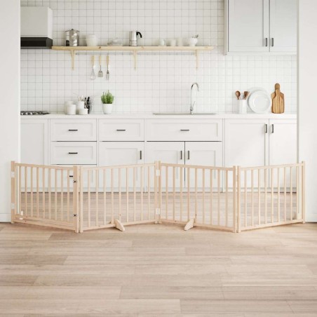 Barrière pour chiens avec porte 4 panneaux bois de sapin massif 561498561498