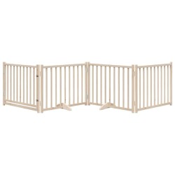 Barrière pour chiens avec porte 4 panneaux bois de sapin massif 561498561498
