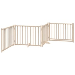 Barrière pour chiens avec porte 4 panneaux bois de sapin massif 561498561498