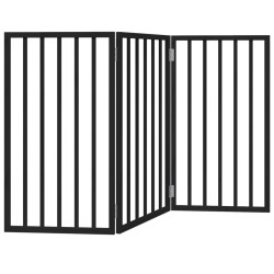 Barrière pour chien pliable 3 panneaux noir bois de peuplier 561502561502