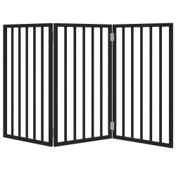 Barrière pour chien pliable 3 panneaux noir bois de peuplier 561502561502