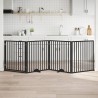 Barrière pour chiens et porte 4 panneaux noir bois de peuplier 561503561503