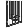 Barrière pour chiens et porte 4 panneaux noir bois de peuplier 561503561503