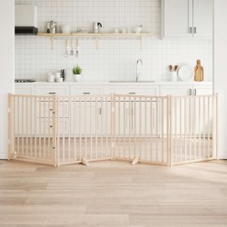 Barrière pour chien avec porte pliable 4 panneaux 320 cm Bois massif Sapin 561505561505