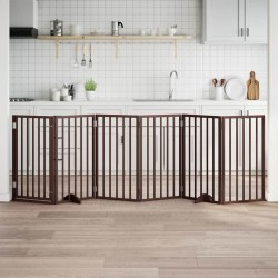 Porte pour chien pliable à 6 panneaux, marron, 300 cm, bois de peuplier 561507561507