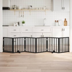 Barrière pour chiens et porte 6 panneaux noir bois de peuplier 561508561508