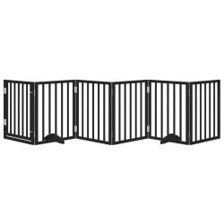 Barrière pour chiens et porte 6 panneaux noir bois de peuplier 561508561508