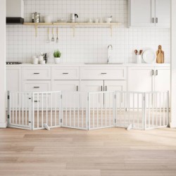 Barrière pour chiens et porte 6 panneaux blanc bois de peuplier 561510561510