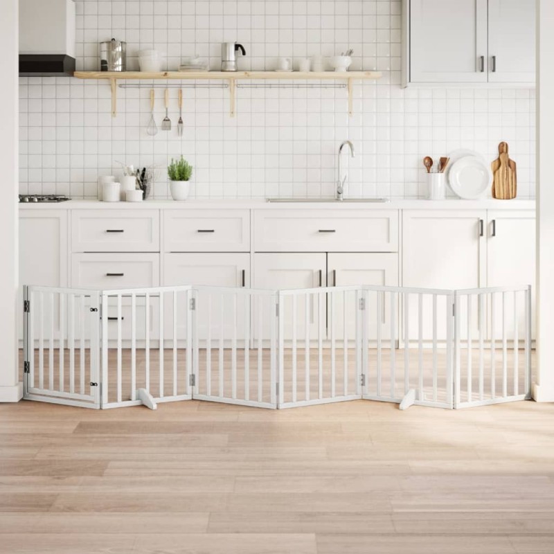 Barrière pour chiens et porte 6 panneaux blanc bois de peuplier 561510561510